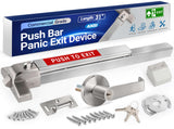 31 Commercial Push Bar Panic Exit Device (304 Stainless Steel) - Panic Bars for Exit Doors with Exterior Lever - Emergency Exit