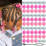 VENOFEN 60PCS Pink&Clear AB Hair Beads Loc Dreadlock Jewelry Mixed Color Spacer Round Bead Cute Plastic Pony Beads for Girls Hai