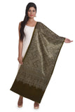 Amrozia Ajrakh Block Print Mashru Silk Stole For Women (Green)