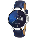 Louis Devin Analogue Men'S Wrist Watch (Blue Dial Blue Leather Colored Strap)