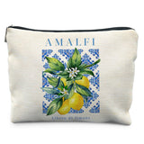 Likjad Lemon Gifts Makeup Bag, Amalfi Coast Souvenirs Cosmetic Bags for Women, Mediterranean Makeup Pouch, Italian Souvenirs Gif