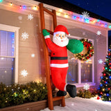 InfleasJoiy 8FT Santa Claus Climbing on Ladder Christmas Decoration with Built-in LED Lights, Christmas Outdoor Inflatable Decor