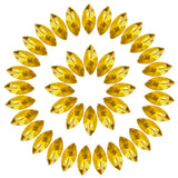 Horse Eye Crystal Rhinestones Gold Navette Point Back Gems Faceted Glass Rhinestones for Crafts, Jewelry Making 7x15MM 50Pcs