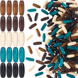 Pndeyo 200pcs Wooden Beads for Crafts, Oval Large Hole Natural Wood Hair Beads, Colorful Wooden Spacer for Necklace Bracelet DIY