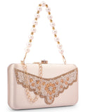 Adisa Beaded Formal Party Clutch With Pearls Handle Gold Chain For Women And Girls (Cl110-Gol),Gold,,B0DYYJ1VXN