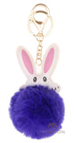 Dorron Iaccessories Fluffy Faux Fur Soft Bunny Pompom Key Ring Keychain For Girls Bag Scooty Bike Car Keys (Purple)