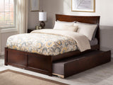 AFI, Metro Full Platform Bed with Footboard and Full Trundle, Walnut