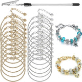 20 Pcs Snake Chain Charm Bracelet Chains with Bracelet Helper 3mm Adjustable Snake Charm Bracelet with Heart Lobster Clasp Exten