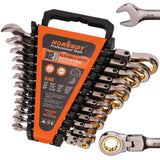 HORUSDY 12-Piece SAE Flex-Head Ratcheting Wrench Set with Organizer | 1/4to 7/8 Ratchet Combination Wrenches Set | 72-Teeth
