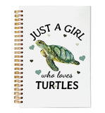 VNWEK Just a Girl Who Loves Turtles Spiral Notebook Journal 5.5 x 8.3 inches,Watercolor Sea Turtle Lined Hardcover Spiral Notebo