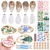 APUDWN 16 Set Oyster Shells for Crafts 4-5 Inch Christmas Pre-Drilled Oyster Shells Crafts Kits with Decoupage Paper Napkin Glue