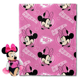 NORTHWEST Official NFL Kansas City Chiefs & Minnie Mouse Character Hugger Pillow & Silk Touch Throw Set, 40 x 50