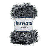 Buvemu Eyelash Fun Fur Yarn 100 Gram (3.53 Ounces) 175 Yards (160 Meters) (Black White)