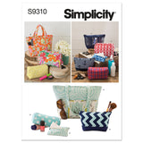 Simplicity Assorted Cosmetic Tote Bag Packet, Code 9310 Sewing Pattern, One Size, White