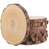 JEUIHAU 8 PCS 8-9 Inches Natural Wood Slices, Unfinished Predrilled Wooden Circles Tree Bark Slice, Blank Wooden Log Circles for
