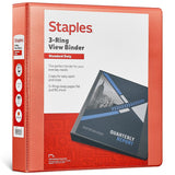 Staples 82648 Standard 1 1/2-Inch 3-Ring View Binder Orange (26442-Cc)
