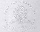 Book Embosser Personalized from The Library of | Ex Libris | Floral Stamper | Custom Library Stamps | Monogram Self-Inking Wood