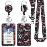 Gctriki Goth Lanyards for ID Badges, Bat Flower id Holder with Lanyard, Retractable Badge Reel Clip Keychain Name Tag Protector