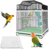 Bissap Bird Cage Seed Catcher, 59-86 X16 Universal Birdcage Net Nylon Adjustable Mesh Stretchy Skirts Cover for Parrot Cage Seed Guard (Not Include Birdcage)- White