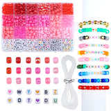 XIANNVXI 24Colours Pink Pony Beads for Bracelet Friendship 720pcs Letter Kandi Pink Pony Beaded for Jewelry Crafts Bracelet Maki