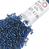 Miyuki Delica Seed Beads - Size 11/0 (1.6 mm), DB0693, Semi Matte Silver-Lined Medium Dyed Blue, 7.2 g, Approx. 1440 Beads, Made
