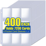 7200 Pockets Card Sleeves Binder Sheets, 9 Pocket Card Sleeves for 3 Ring Binder, Trading Cards Sleeves Fit for Baseball, Footba