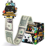 WERNNSAI Money Gift Box - Birthday Money Box for Cash Video Game Party Decorations Birthday Boxes for Kids Adults Black Gaming G