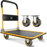 Push Cart Dolly by Wellmax, Moving Platform Hand Truck, Foldable for Easy Storage and 360 Degree Swivel Wheels with 330lb Weight