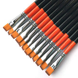 1/2 Inch Flat Bright Paint Brush, Pack of 12, Premium Quality Synthetic Hair for Acrylic Watercolor Oil Gouache Painting by Stud