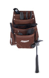 AWP 10Pocket Suede Tool Pouch | Durable General Construction Leather Tool Pouch | Brown