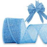 JaoZuyard Blue Burlap Ribbon 2 inch X 10 Yard Natural Burlap Woven Wired Ribbons DIY Handmade Edging Production Wreath Holiday D