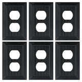 6-Pack Classic Beadboard Duplex Outlet Cover Plate, Decorative Unbreakable Polycarbonate Switch Plates and Outlet Covers, Matte