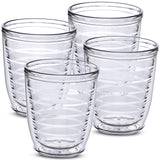12oz Insulated Tumblers Plastic - Great for Iced Coffee & Hot Drinks, 4 pack Clear Double Wall Insulated Drinking Glasses Cups,