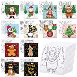 Anseal 12 Packs Pre Drawn Canvas to Paint, 4 X 4 Merry Christmas Happy New Year Pre-Printed Canvas Paint Party, Stretched Outlin