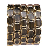 DADIFEN Glass Oval Beads Grey 10x12mm 28pcs Rectangle Golden Edge Crystal Loose Beads for DIY Craft Jewelry Making
