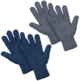 Patelai 2 Pairs Microfiber Gloves for plants Dusting Cleaning Glove Mittens House Cars Blinds Dusting(Gray, Dark Blue,Large)