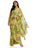 Satrani Womens Woven Polyester Saree (1850ST172_Parrot Green)