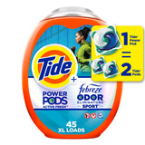 Tide Power Pods Laundry Detergent Pacs with Febreze Sport, 45 Count, Febreze Freshness with Sport Odor Defense