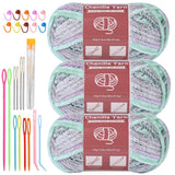 LUNARM Chenille Yarn for Crocheting Knitting, 3 Skein 10.58 oz / 263 Yard Thick Soft Chunky Fluffy Weaving Plush Yarn for Blanke