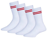 Rc. Royal Class Boys & Girls White Colour With Red Strips Organic Cotton Calf Length School Socks (Pack Of 4 Pairs)(67 Years)