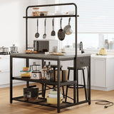 Jocoevol Modern Grey Rectangular Kitchen Island with Storage, Power Outlet, 5 Racks, 31 x 41 x 27.5 inches