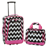 Rockland Fashion Softside Upright Luggage Set, Expandable, Pink Chevron, 2Piece (14/19)