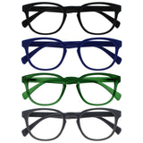 OPULIZE POP Reading Glasses for Women Men,Scratch Resistant Round Matt Frame with Spring Hinges, Black, Blue, Green, Grey +1.50