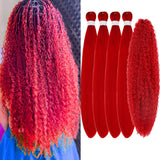 Red Braiding Hair Pre stretched Boho Hair for Mermaid Braiding Hair Extensions Micro Curl Boho Braids Curly Crochet Bohemian Bra
