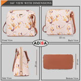 Adisa Women Girls Floral Print Faux Leather Sling Bag Crossbody (Off White),Off White,,B09XXJ1544