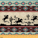 Feelyou Yellow Red Western Decor Upholstery Fabric for Chairs Southwestern Fabric by The Yard Galloping Horse Wild Western Cowbo