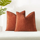 Chenille Decorative Throw Pillow Covers 18x18 Set of 2,Burnt Orange