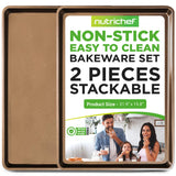 NutriChef 2-Piece Nonstick XL Cookie Sheets for Baking - 22 x 16 Extra Large Carbon Steel Oven Baking Trays, PFOA, PFOS, PTFE Fr
