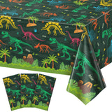 NatNarr 3 Pack Dinosaur Plastic Tablecloth, 54 X 108Inch Disposable Dinosaur Party Table Cloth for Rectangle Tables Waterproof T