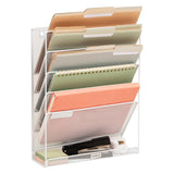Mind Reader 5Pocket Vertical File Storage, Desktop Organizer, Wall Mount, Office, Metal Mesh,White